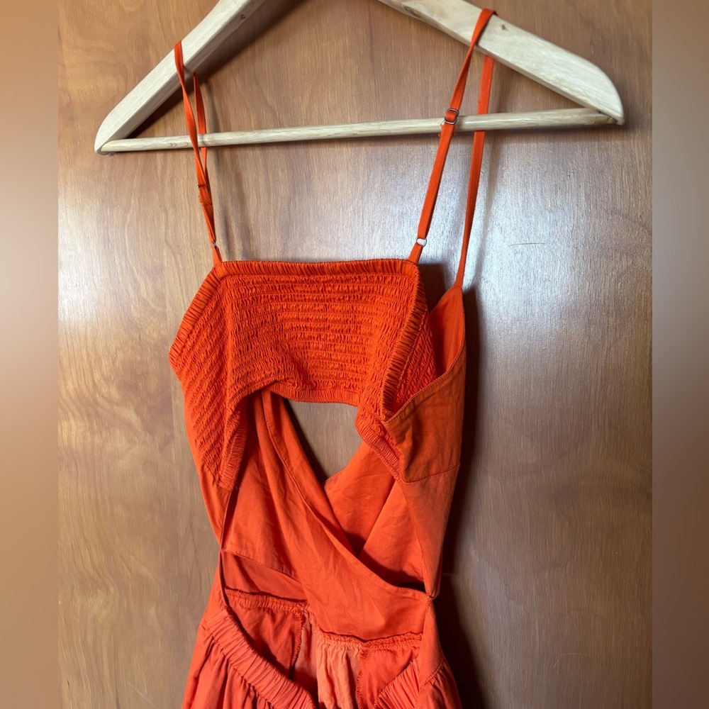 the Drop Cutout Orange Midi Dress- XS - Picture 5 of 9